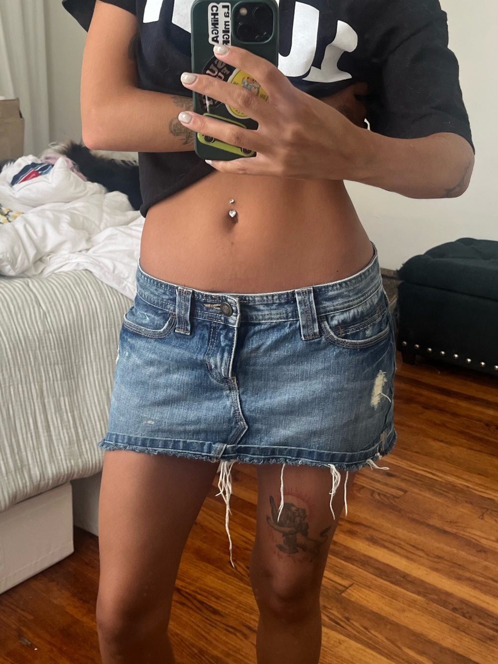 Abercrombie & Fitch Distressed Blue Denim Mini Skirt